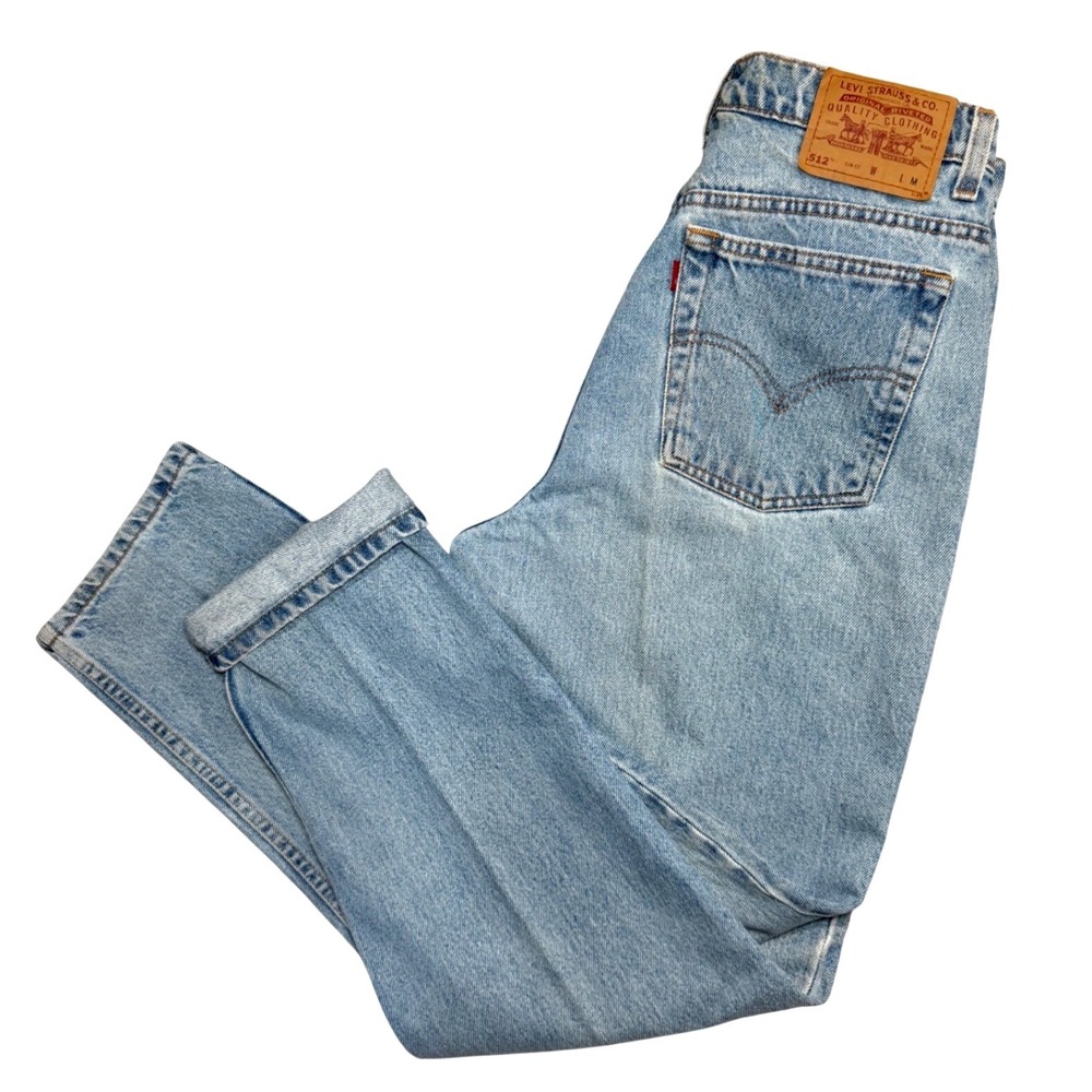 Vintage 90s Levis 512 Womens Slim Fit Jeans 29x30 Sz 12 Light Wash Tapered Denim